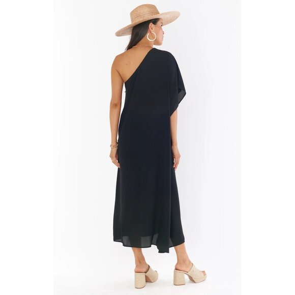 Show Me Your Mumu Black Tropez One-Shoulder Maxi Dress Size M - Picture 2 of 8